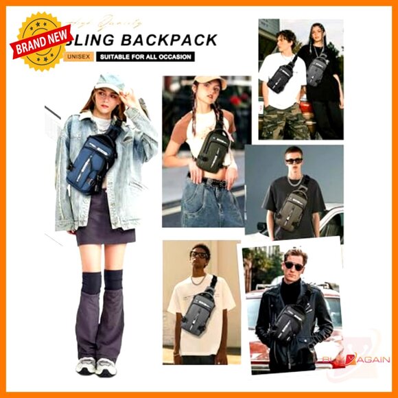 Mini Anti-Theft Sling Backpack with USB Port for Hiking Travel Cycling - Picture 2 of 6